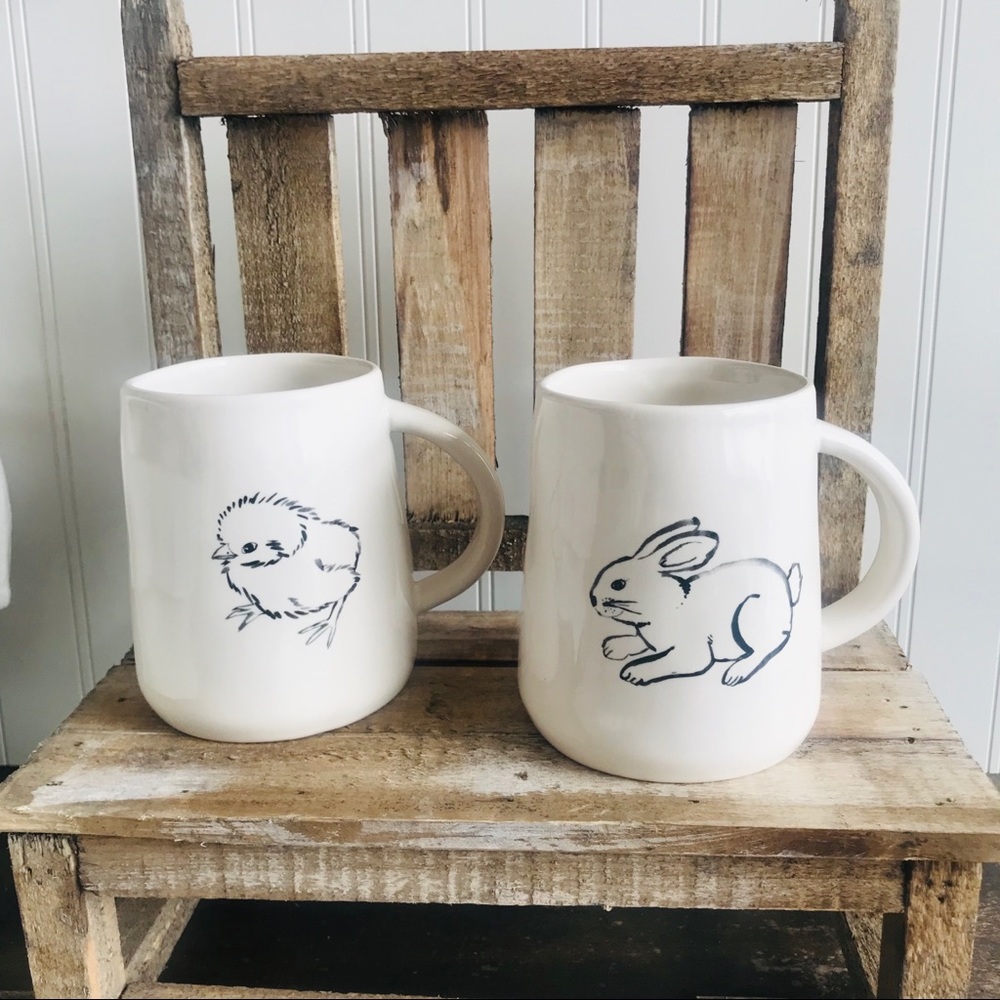 Rae Dunn HTF White and Black Easter Farmhouse Mugs